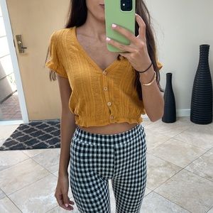 BERSHKA 🥰 orange yellow cardigan knit crop top XS